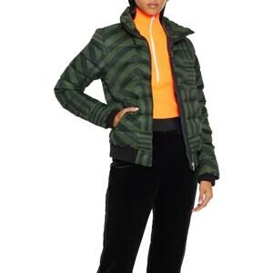 $650 Perfect Moment Womens Green Full-Zip Star Dazzle Ski Bomber Jacket Size XL
